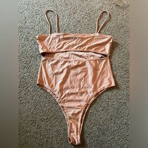 Forever 21 Spaghetti Strap Bodycon Bodysuit with Cut-Out Center